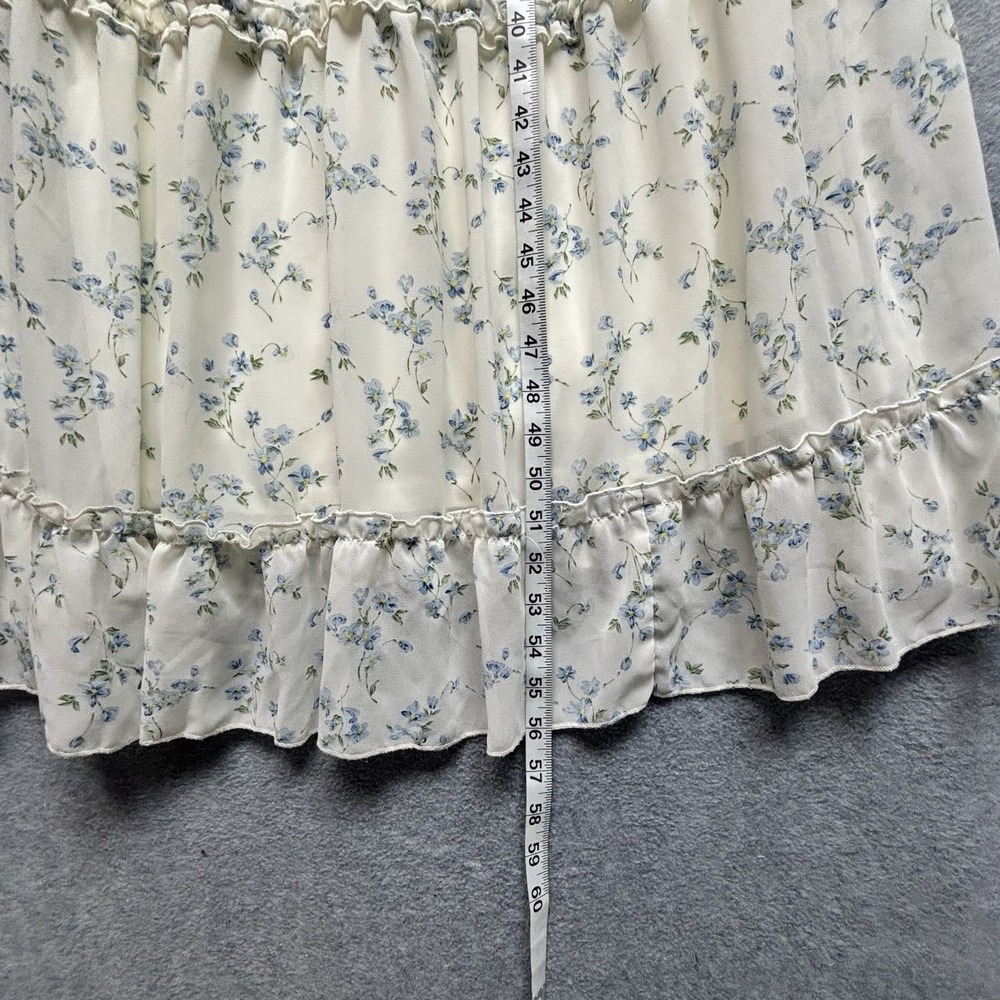 Altar'd State Babydoll Maxi Dress Size S Ivory Floral Cottagecore Coquette Prom - Picture 9 of 12